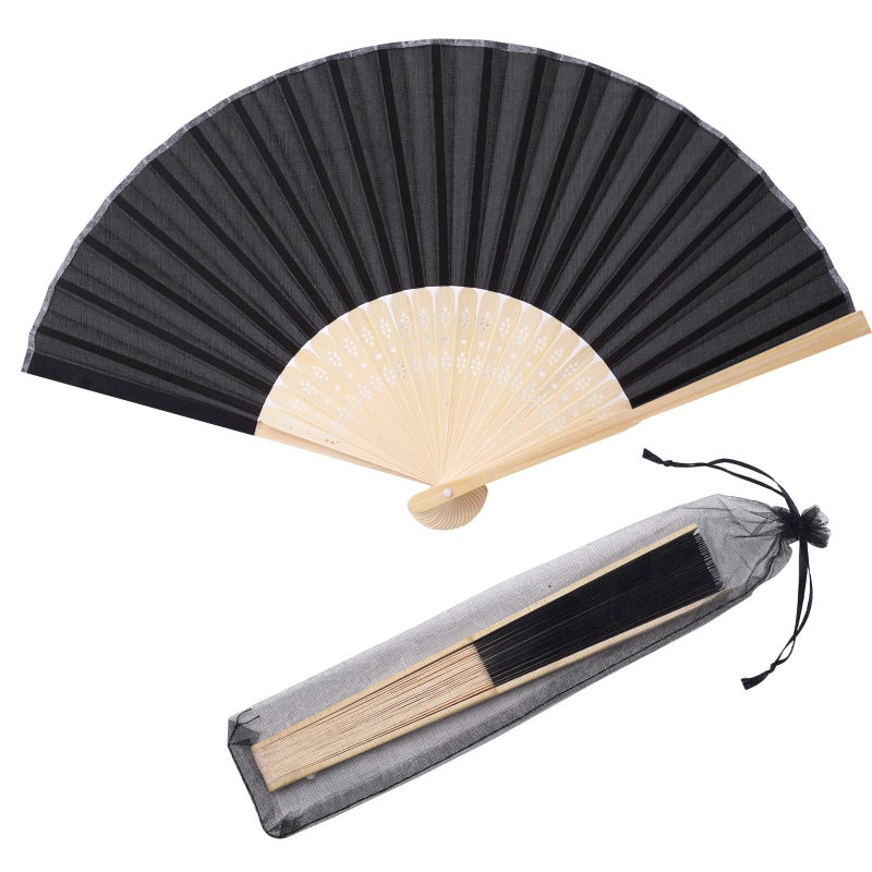 SL crafts 24pcs Imitated Silk Hand Fan Imitated Silk Fabric Bamboo Handheld Folded Fan Bridal Dancing Props Church Wedding Party Favors with Organza Bags (Aqua Blue) - Image 1